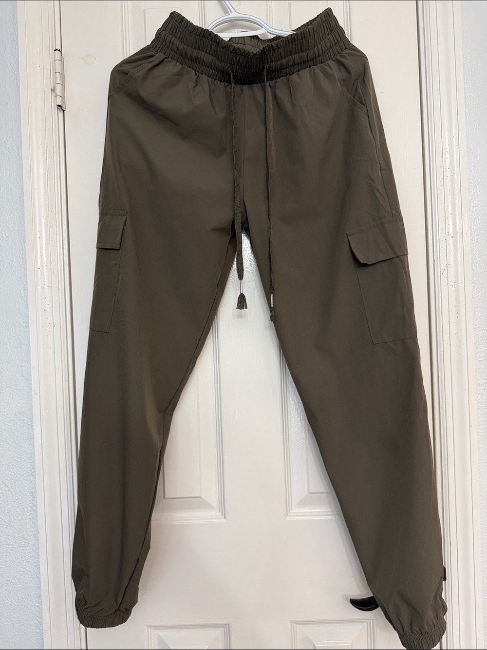 New Mix Women’s Olive Cargo Jogger Pants With Casual Drawstring Waist